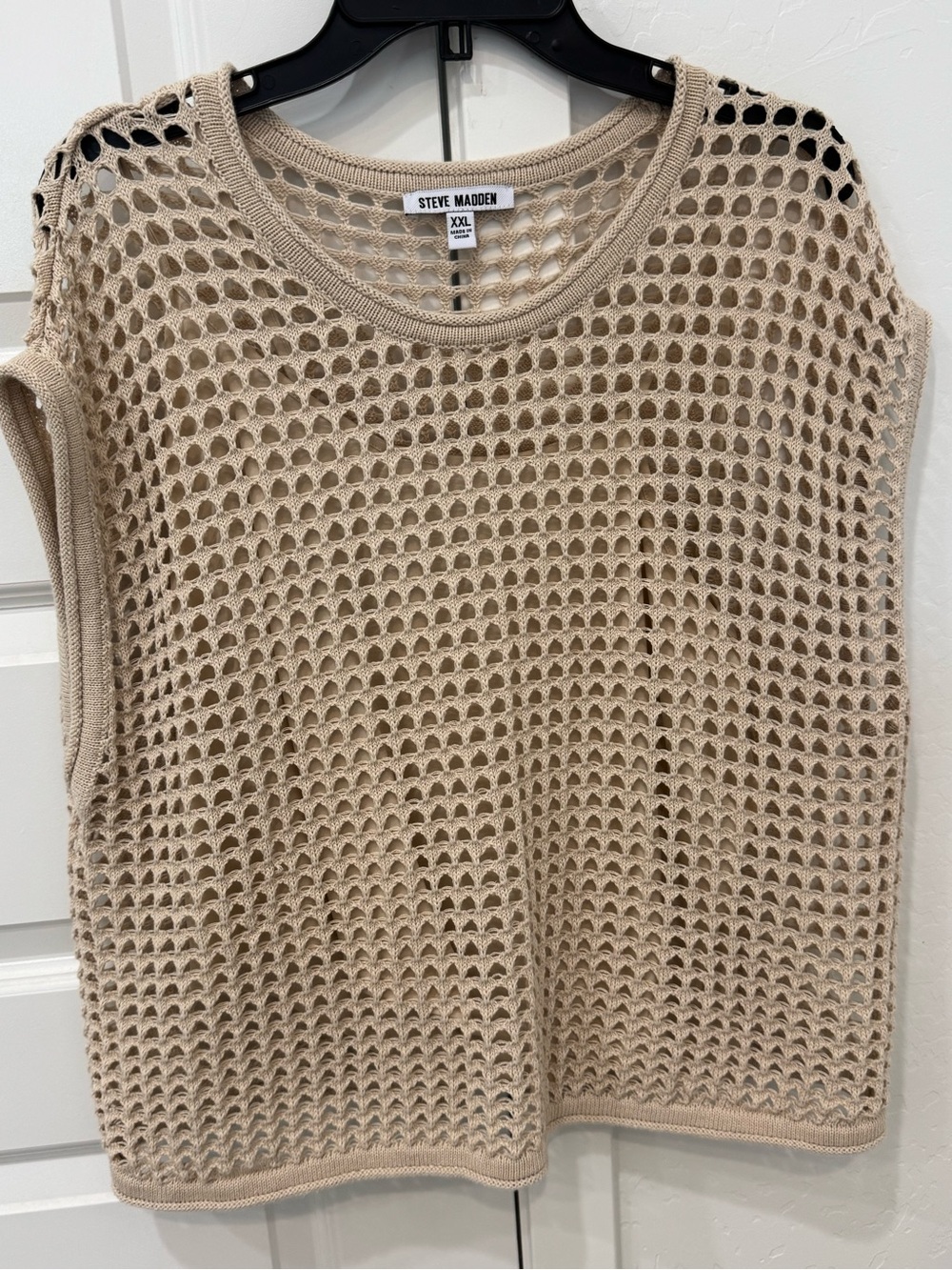 Steve Madden Neutral Beige Crochet Tank Top with Cami underneath